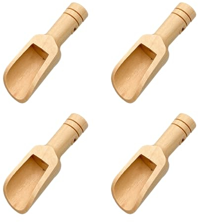 4 Cucchiai di Sale da Bagno Mini in Legno - Per Bicchieri, Zucchero e Vetro - Riutilizzabili per Creare