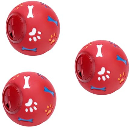 Beavorty 3pièces Jouet Éducatif pour Chien Balle à Fuites pour Nourriture Jouet Interactif Forme De Patte Balle Grand Modèle Rouge Stimule Intelligence Canine