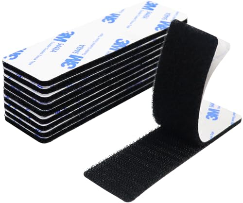 Redamancy 10 Pares Adhesivo Doble Cara Fuerte, Gancho y Cinta de Lazo, 10x3cm Reutilizable Nylon Doble Cinta Cara Extra Fuerte,Hook y Loop Tape para Oficina, Doméstica, Bricolaje