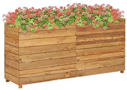 Chaduof Hochbeet, Palettenrahmen, Hochteich, Gemüsebeet, Kräuterregal Balkon, Blumenbeet, Kräuterspirale, Tomatenbeet, Pflanzhochbeet, 150 x 40 x 72 cm Recyceltes Teakholz und Stahl