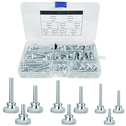 45 Stk Flache Rändelschrauben, M4*12/25/40 | M5*12/25/40 | M6*12/25/40 Hohe Rändelschrauben, Flacher gerändelter Kopf Schrauben, Daumenschrauben, Zinklegierung Klemmschraube für Haushaltsgeräte
