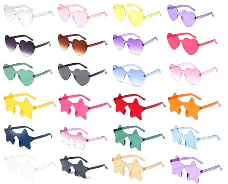 Anlising 24PCS Farben Party Brille, Herz Party Brillen, Hippie Brille, Herz Brille, Bunte Party Sonnenbrille, Candy Farbe Sonnenbrille, Herzbrille, für Stranddekorationen, Party, Foto-Requisiten