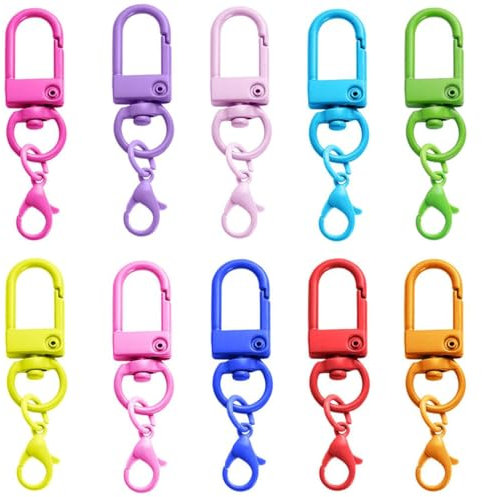 10 Piezas Cierres de Langosta Giratorios, Mosquetones Coloridos, Clip para Llavero, Gancho Giratorio de Metal, para Llaves, Accesorios de Bricolaje, Bolsos, Manualidades