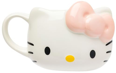 Silver Buffalo Sanrio Hello Kitty Sculpted Face Ceramic 3D Sculpted Mug, 20 Ounces