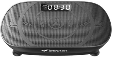 MERACH Plataforma Vibratoria, Plataforma Vibración Muscular Silenciosa y Compacta para Moldear el Cuerpo y Relajarse, con Cómoda Almohadilla de Silicona, Pantalla LED y Mando a Distancia (Negro)