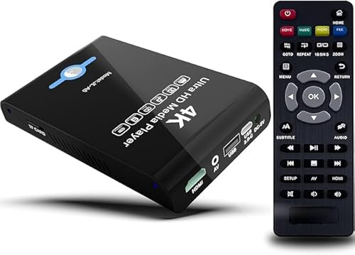 4K 60Hz UHD Media Player & HDD Enclosure 2-in-1,Play H.265/HEVC H.264/AVC MP4 MKV Videos MP3 Music JPG Photos,4K HDMI, Analog AV,USB 3.0, Type C,Supports SSD,2.5 SATA HDD with USB/SD Card Expansion