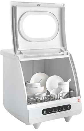 Mini lave-vaisselle 800WLave-vaisselle de table autoportant à jet d’eau rotatif à 360° avec 2 modes de lavage Fonctions de désinfection et d’autonettoyage Lave-vaisselle Consommation d’eau maximale 5L