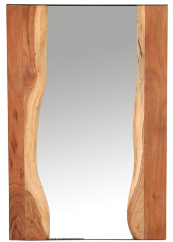 Marrakesch Skandinavischer Wandspiegel aus Holz 90cm groß | Afrikanische Deko Wanddeko für Wohnzimmer, Schlafzimmer und Badspiegel im Bad | Natürlicher Spiegel Aduial mit Holzrahmen für den Flur