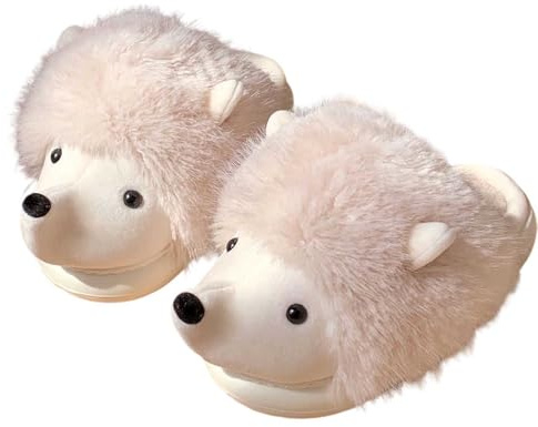 Chaussons Femme Homme Hérisson Humor Drole Pantoufles Hiver Chaude Peluche Fourrure Confortable Duveteux Sans Glissement Cartoon Animaux Chaussures Doublure Antidérapantes Intérieur/extérieur
