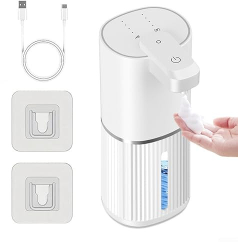 Dispensador automático de jabón de espuma, dispensador de espuma K1-Compact con sensor sin contacto, desinfectante de manos eléctrico, ajustable e impermeable para el baño del hogar (espuma blanca)