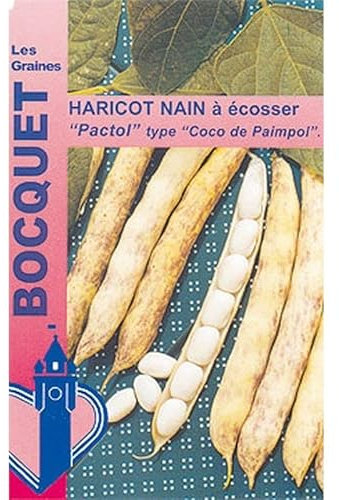 Sachet de graines de Haricot nain à écosser Pactol 90g (type coco paimpolais) - 90 g - Haricot nain à écosser - LES GRAINES BOCQUET