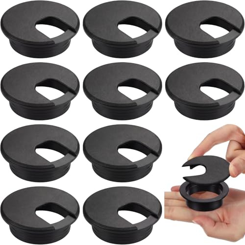 10 Packs Satinior Desk Grommet Cable Hole Cover Plastic, 1.5 Inch, Black