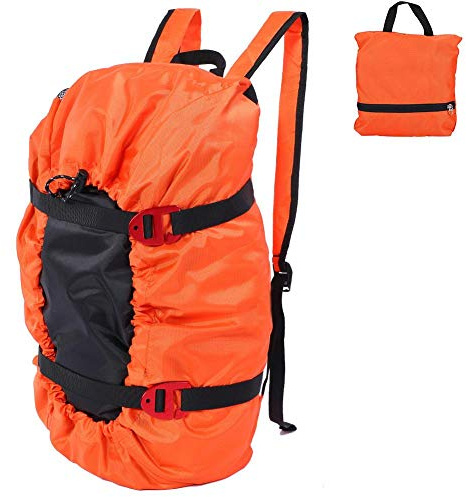 Alomejor Climbing Rope Bag Ultralight Folding Caving Rope Bag Sling Cord Gear Mountaineering Gear Equipment Holder Carry Backpack(24 * 22 * 5cm-Orange)