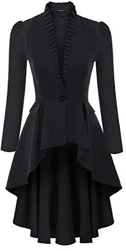 SCARLET DARKNESS Mujer Chaqueta Retro de Manga Abullonada con Cordones Espalda M Negro