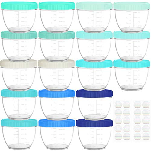 Youngever 18 Pacchi 120ML Babybols, Contenitore per Pappe, Contenitore Porta Pappe, Contenitori per Alimenti per Bambini, 9 Colori Assortiti (Coastal)