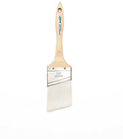 Zibra Angled Paint Brush for Painting Trim, Walls, and Doors, 2.5-inch, White, Pro Grade for All Paints and Stains