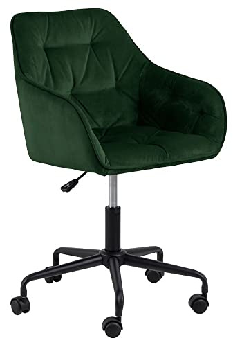 AC Design Furniture Bentley Schreibtischstuhl, H: 88,5 x B: 59 x T: 58,5 cm, Grün/Schwarz, Samt/Metall, 1 Stk.