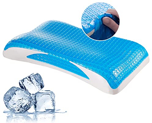 EUCIOR Cooling Gel Pillow,Memory Foam Cooling Gel Pillow,Cooling Orthopedic Memory Foam Pillow for Side Back Stomach Sleeper,A Relaxed Sleeping Experience - Pack of 1(Queen Size)