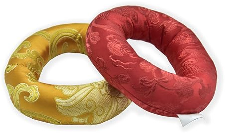 4 inch 2PCS Silk Ring Cushion Red and Orange Colors Best for Bowl size 3-6 made in Nepal