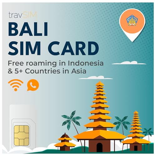travSIM Bali SIM-Karte | 12GB Daten | 4G/5G Geschwindigkeiten | Kostenloses Roaming in Indonesien & 5+ Ländern in Asien | Funktioniert in iOS und Android Geräten | Plan auf Bali SIM ist für 30 Tage