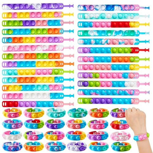 JOYIN Pop Fidget Toys pops Bulk 25 Pack Party Favors for Kids 4-8,8-12 Year, Fidget Bracelets Sensory Toys for Birthday Carnival Prizes Gifts Goodie Bags Stuffers for Kids, School Treasure Box Toys