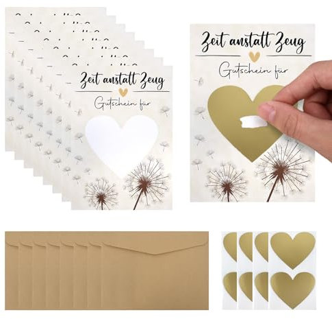 DIY 8Stück Rubbelkarten mit Umschlägen Set, Gutschein zum Selber Ausfüllen - Rubbelkarten zum selber beschriften als Geburtstagskarte, Wunschgutschein - Gutscheinkarte für gemeinsame Zeit (G71)