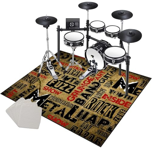 Trummatta trummatta elektronisk trummatta 200 x 180 cm halkfri musikinstrumentdyna för trummisprestanda golvskydd halkskydd ljudisolerad trumfilt musikinstrument dynor trummatta matta