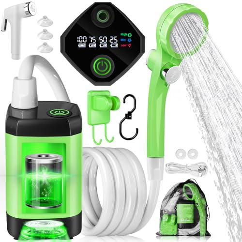 AUTOPkio Portable Camping Shower, Upgraded Rechargeable Outdoor Shower Pump