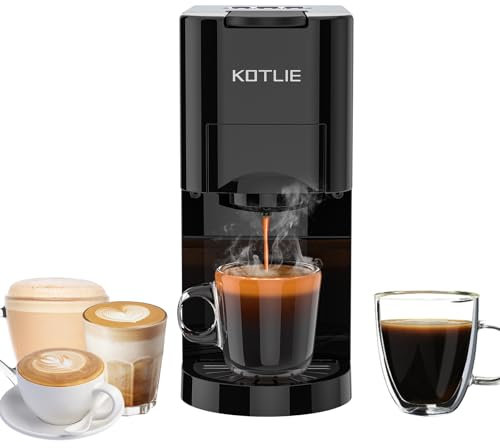 Espresso 4in1 Coffee Machine for Nespresso Original/Dolce Gusto/Ground Capsule and ESE Coffee Pods,19 Bar Automatic Coffee Machines Black(AC-513K) (BLACK)