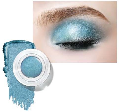 LOPHE Lidschatten Glitzer, Mousse Eyeshadow Gel-Textur, Creme-Lidschatten, Extrem Farbe, Glänzendes Finish, Blau
