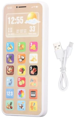 Simulación de Aprendizaje de bebés Teléfono móvil Juguete Educativo Recargable con Luces Música Función de Aprendizaje de inglés para niños pequeños Material de plástico Seguro