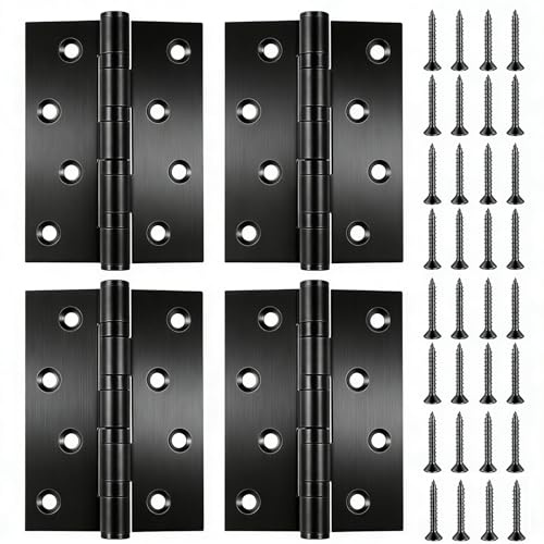 4 PcsCharniere Porte, Charnières pour Placards, Charniere Inox, Charnière en Acier Inox, Charnières pour Porte Placard, Charnière Invisible pour Fenetre Tiroir Jardin Boîte Meubles(100 x 76 x 2 mm)