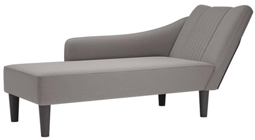 toolkix Chaiselong med höger armstöd, brungrått, tyg, 140 x 56 x 66 cm, avslappningsstol, vardagsrum, fjäder- och skumfyllning, bäddsoffa, ottoman, soffa, recamiere, sovfåtölj