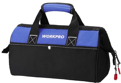 WORKPRO 13-inch Tool Bag, Wide Mouth Tool Tote Bag with Inside Pockets for Tool Storage