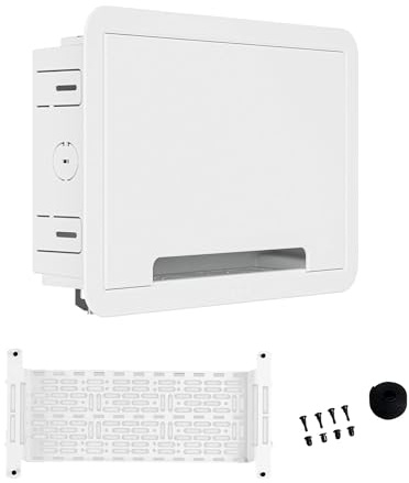 Legrand - OnQ 9 In-Wall Media Box For Device & Cable Management - Structured Wiring Enclosure With Customizable Knockouts - Includes Removable Mounting Plate For Maximum Capacity - White, ENP0905NAV1