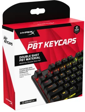 HyperX PBT Keycaps – Kompletter Tastensatz, Double Shot PBT-Material, Englisches (US) Layout, 104, Blac