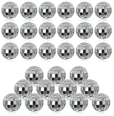 30Pcs Small Mirror Disco Ball 3cm 1.18in Diameter, Christmas Ball Ornaments, Cake Party Stage Decoration Ball, Disco Mirror Reflective Ball (Silver)