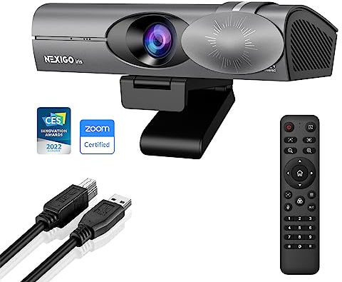 NexiGo Iris, 4K KI Webcam mit 1/1,8 Sony_Sensor, Onboard Flash Speicher, HDR, Pip, DSLR-Style Steuerung, Auto Framing/Tracking mit Flexiblem FOV, Noise-Cancelling Mics, für Zoom/Teams/OBS und Mehr