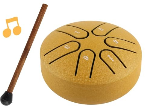 LiebeWH Steel Tongue Drum Mini Handpan Trumma med Drumstick 6 Notes Slagverksinstrument för Både Nybörjare och Erfarna Musiker (Guld)