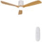 AUTODAY Holz Deckenventilator mit Beleuchtung dimmbarem LED 24W Leiser DC-Motor 38W 132 cm hölzern Deckenventilator mit licht Fernbedienung mit Memory-Funktion 6 Geschwindigkeiten 1/3/6H Timer