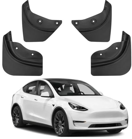 TTCR-II Compatible avec Bavette Tesla Model Y 2019-2024, Aucun Perçage Nécessaire Tesla Y Bavettes Anti-éclaboussures Ailes Voiture, Garde-Boue Avant et Arrière(4 Pcs) avec Vis de Montage