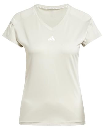 adidas Damen AEROREADY Train Essentials Minimal Branding V-Neck Tee, Wonder Alumina/White, L
