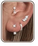 Adramata 4 Pares Pendientes Mujer Acero Inoxidable Pendientes Aro Hipoalergenicos Pendientes de Aretes Brillante Pendientes Pequeños Helix Tragus Piercing Oreja Pendientes Mujer Plata Oro
