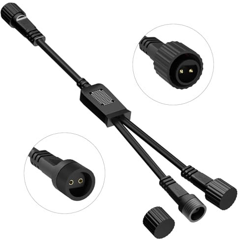 BOLWEO Répartiteur en Y, 2 broches, éclairage de Noël, câble répartiteur 2 voies, câble d'extension étanche IP65, connecteur pour éclairage intérieur et extérieur, lampes globes G40, guirlandes