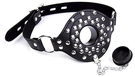 Mouth gag bouche extrême, ceinture en cuir réglable, disponible en trois couleurs, boule de bâillon buccal, jouet sexuel de fétichiste BDSM, adapté aux jeux SM(Schwarz)