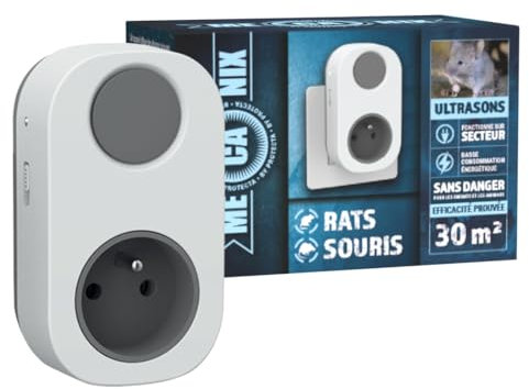 Mecanix®- Répulsif Souris et Rats – Ultrasons Souris et Rats à Fréquences Variables, 30-50m² - sans Danger pour Enfants et Animaux – Anti-Rongeurs Efficace pour l’Intérieur (Ultrasons 30 m²)