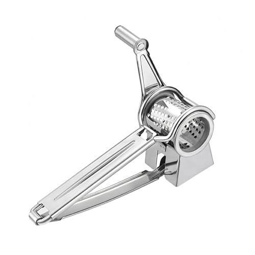 Manual Rotary Cheese Grater, 304 Stainless Steel Rotary Cheese Grater, Hand-Crank Cheese Shredder for Parmesan, Cheddar, Chocolate, Nuts & Vegetables, Manual Cheese Grinder