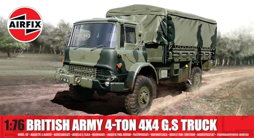 Airfix Model Set - A02326A British Army 4-ton 4 x 4 G.S Truck Model Building Kit - Plastic Motor Vehicle Building Kit for Adults & Children 8+, Set Includes Sprues & Decals - 1:76 Scale