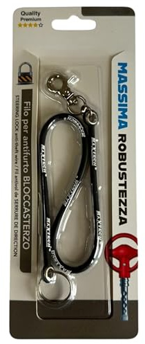FLLAGG20 Laccio Block Shaft in Silicone Nero 38 cm con Moschettone Auto | Per chiavi Blockshaft materiale flessibile resistente lunghezza 38 cm con gancio KeyChain per bloccasterzo antifurto Laccetto