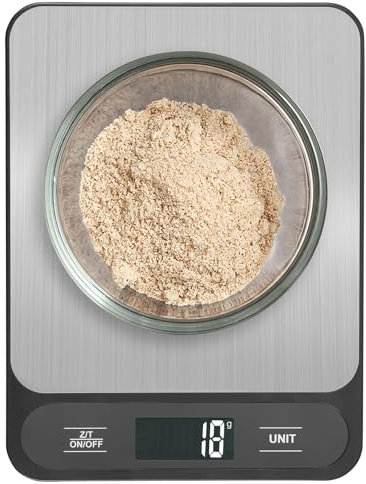 Bilancia da cucina digitale, 10 kg, alta precisione, 1 g, in acciaio inox, con display LCD, funzione sbucciatura, bilancia digitale, 6 unità di misura, bilancia da cucina, cucina